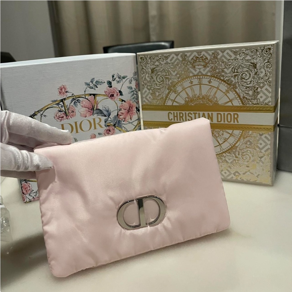 Dior Blush Pink Clutch with Silver Accent